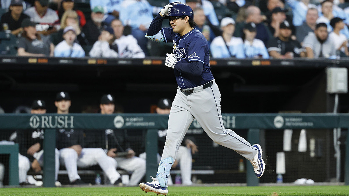 ampa Bay Rays first baseman Austin Shenton (54) rounds the bases after hitting a solo home run against the Chicago White Sox during the fifth inning at Guaranteed Rate Field.