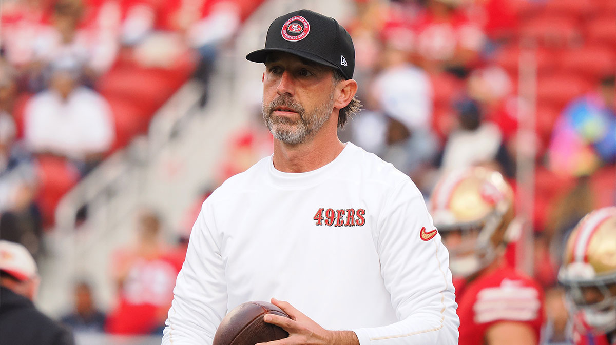 San Francisco 49ers head coach Kyle Shanahan on the field before the game against the Dallas Cowboys at Levi's Stadium.