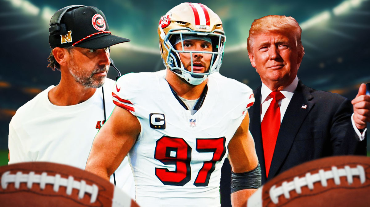 49ers HC Kyle Shanahan, star DE Nick Bosa and President Donald Trump