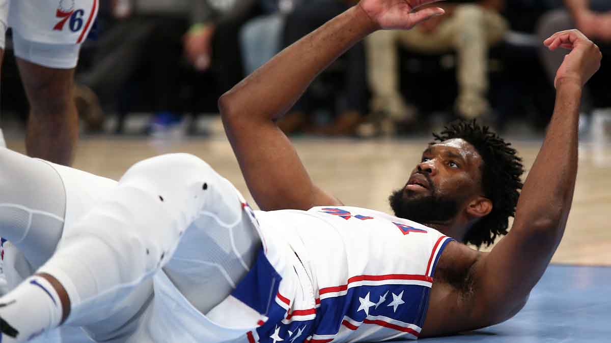 Philadelphia 76ers center Joel Embiid (21) reacts during the second half against the Memphis Grizzlies at FedExForum