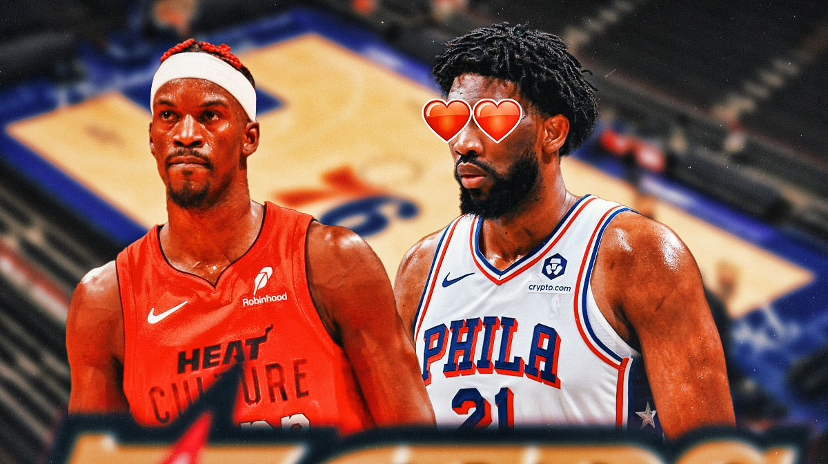 Heat's Jimmy Butler with 76ers' Joel Embiid
