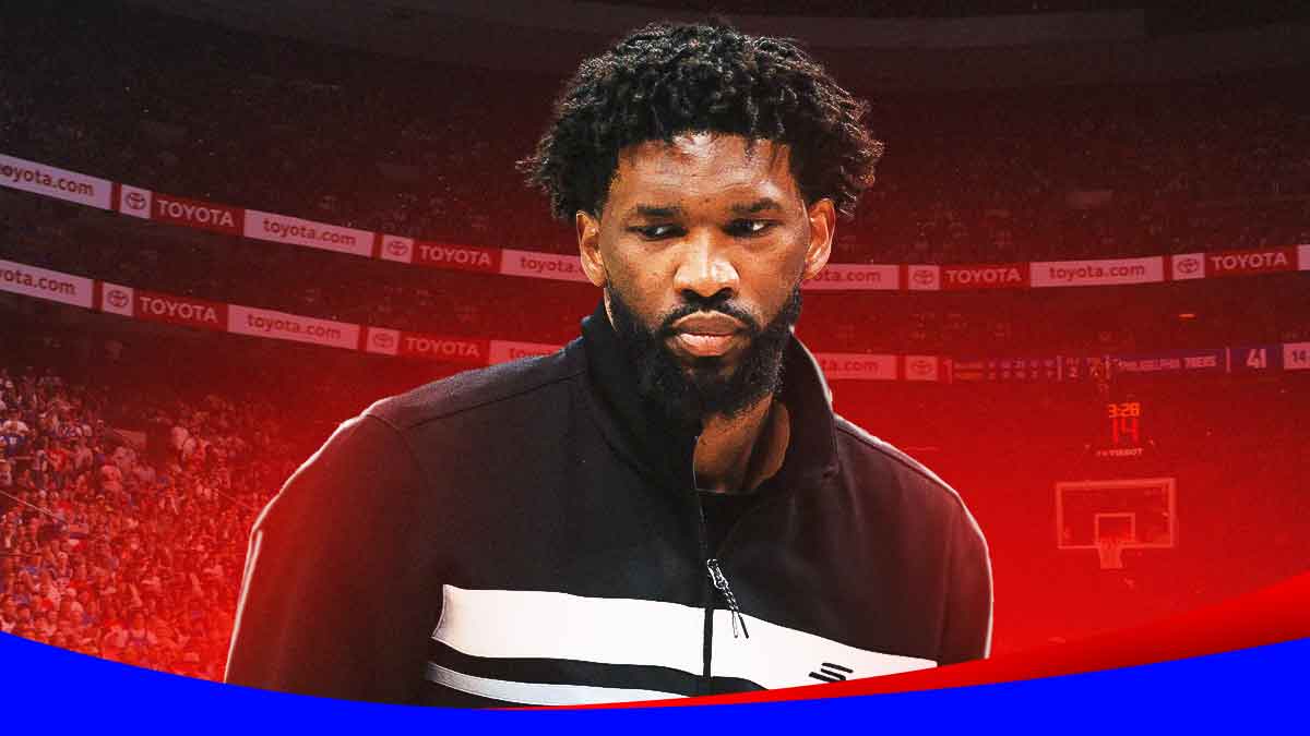 76ers' Joel Embiid in street clothes