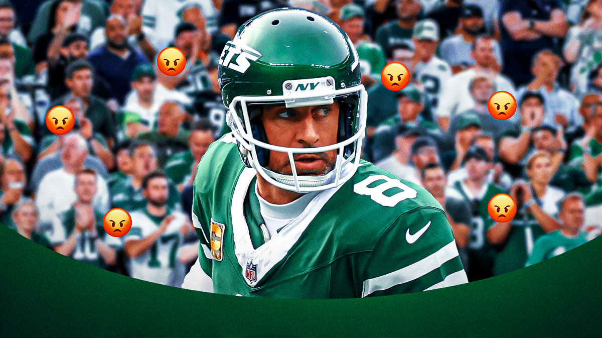 Jets’ Aaron Rodgers looking angry with 😡emojis