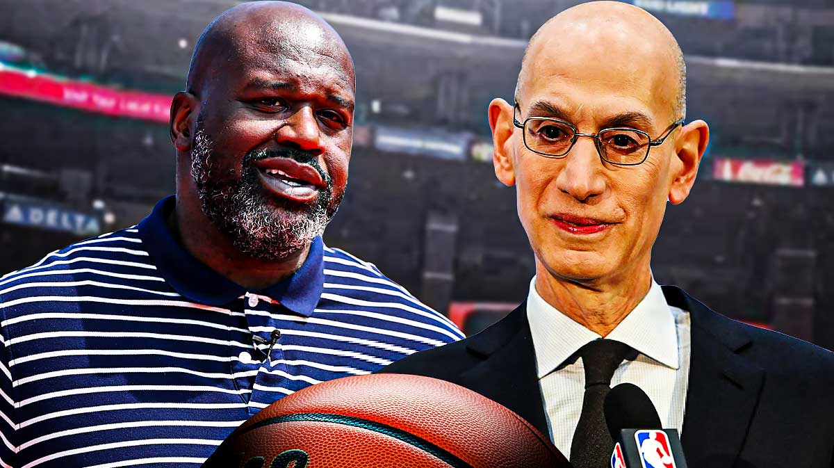 Shaquille O'Neal and NBA commissioner Adam Silver
