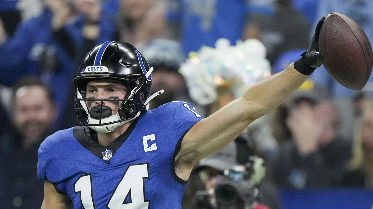 The Large Indianapolis Colts receiver, Alec Pierce (14), famous after taking a game in a match against the Detroit lions at Lucas Oil Stadium.