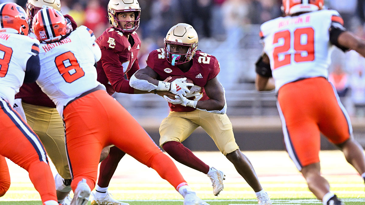 Boston College Eagles cornerback Amari Jackson (24) runs against the Syracuse Orange during the second half at Alumni Stadium.