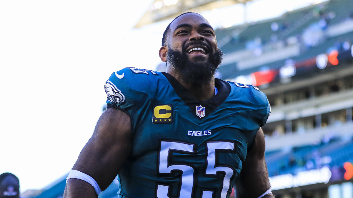 Philadelphia Eagles defensive end Brandon Graham (55) walks off the field after the victory over the Cincinnati Bengals at Paycor Stadium.