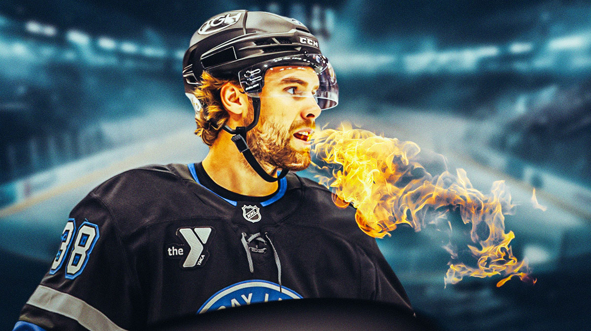 Brandon Hagel with fire coming off of him
