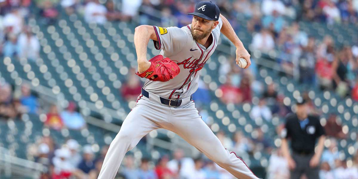 Atlanta Braves starting pitcher Chris Sale (51) delivers a pitch against the Minnesota Twins during the second inning at Target Field. 