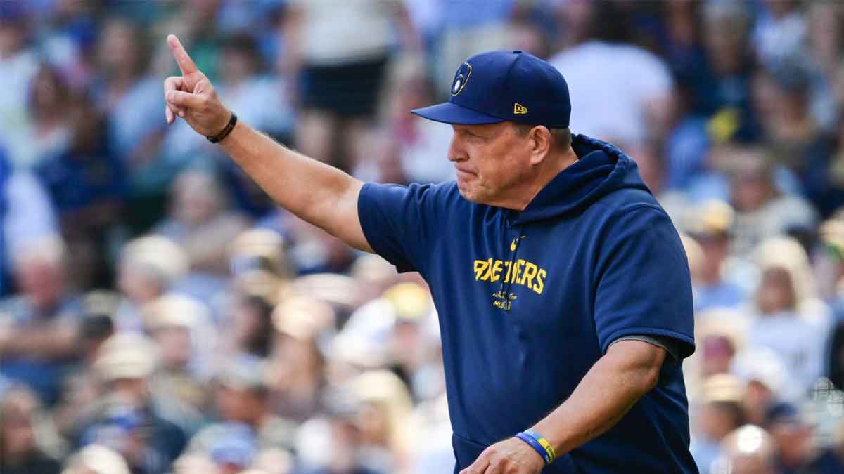 Milwaukee Brewers manager Pat Murphy makes a pitching change in the sixth inning against the St. Louis Cardinals at American Family Field