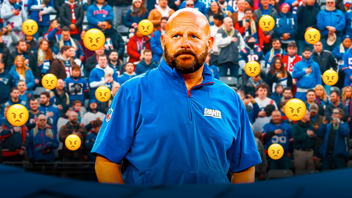 Brian Daboll surrounded by angry emojis from Giants fans