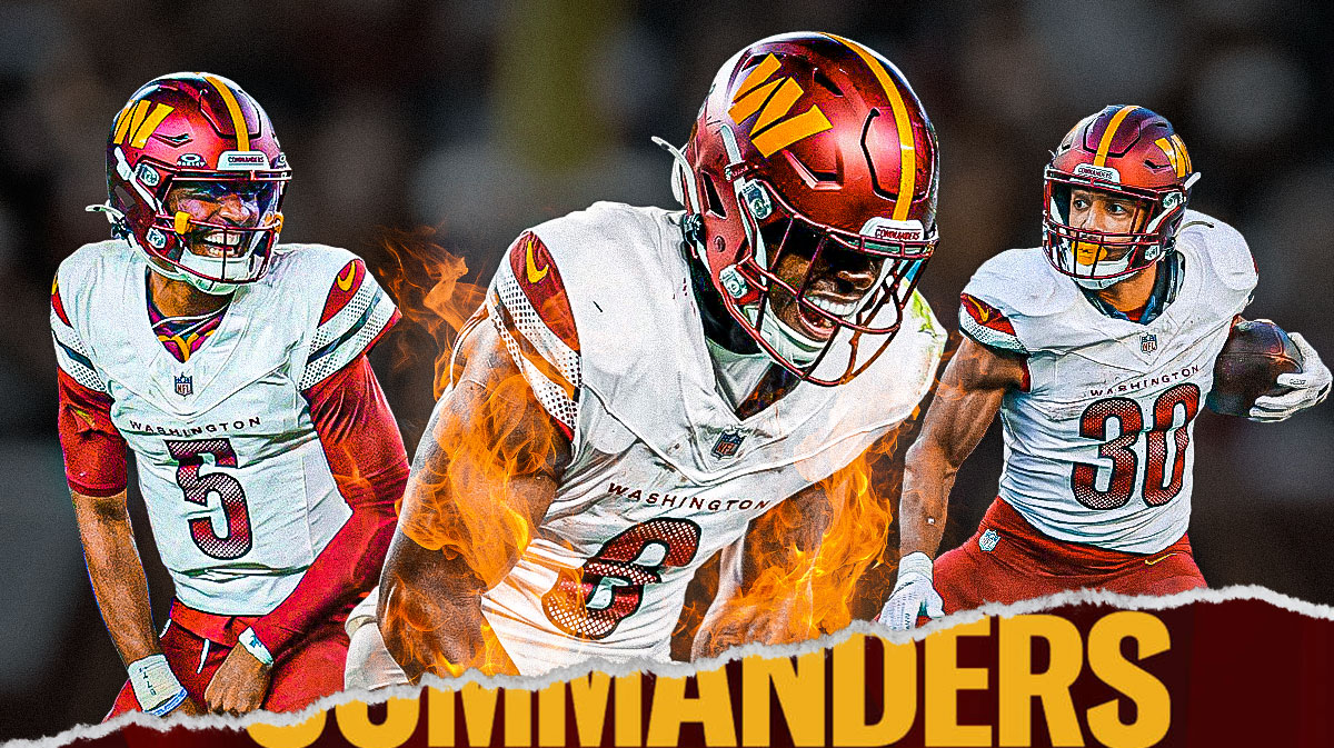 commanders RB brian robinson jr fired up, jayden daniels and austin ekeler on the sides
