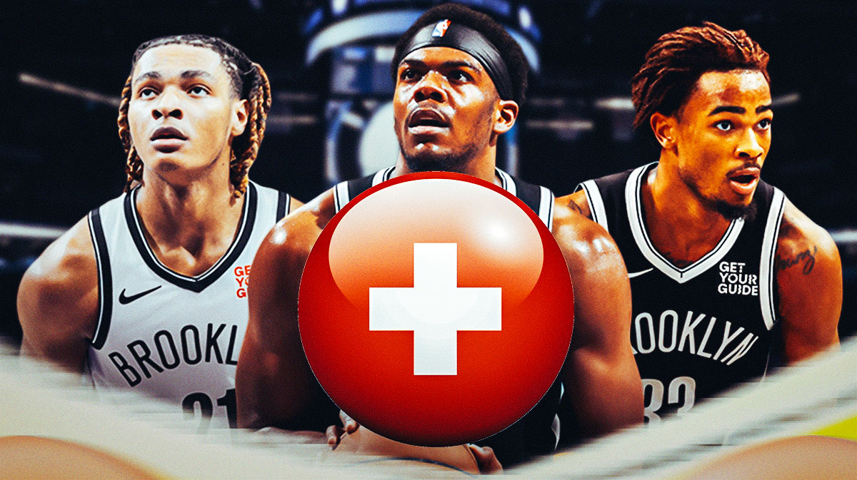 Noah Clowney, Day'Ron Sharpe, and Nic Claxton with medical symbols