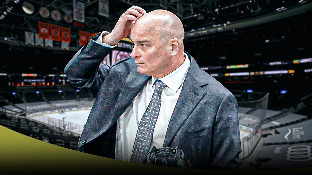 Bruins head coach Jim Montgomery scratching his head in TD Garden