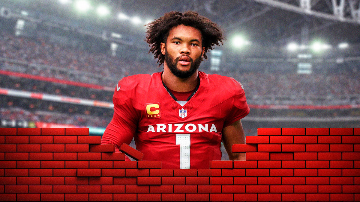 Cardinals Kyler Murray with a brick wall in front of him