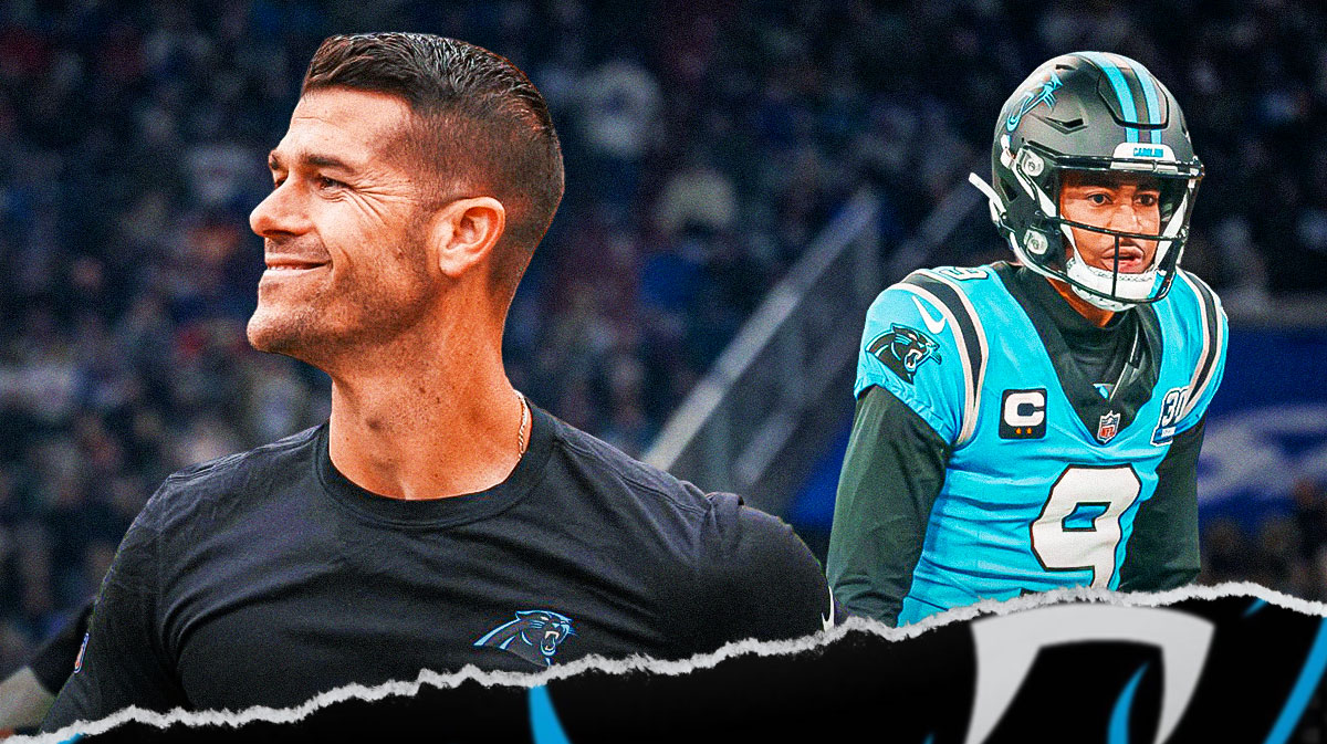 Panthers Dave Canales and Panthers Bryce Young