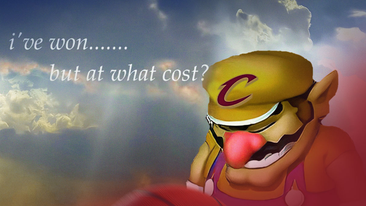 A recreation of the "I've won but at what cost meme" but Cavs-themed.