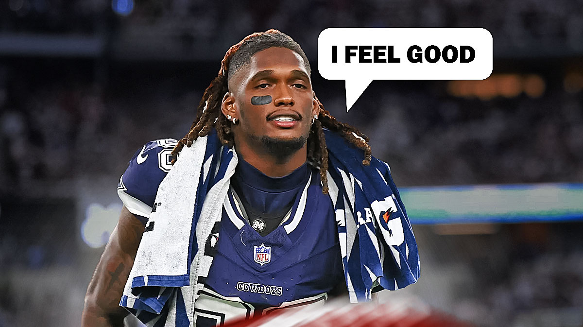 Cowboys CeeDee Lamb saying "I feel good" after he hurt his shoulder