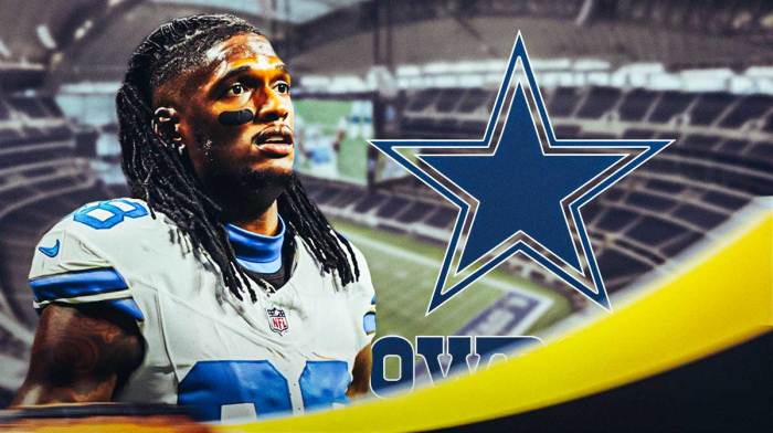 Star WR CeeDee Lamb, Cowboys, AT&T Stadium in back