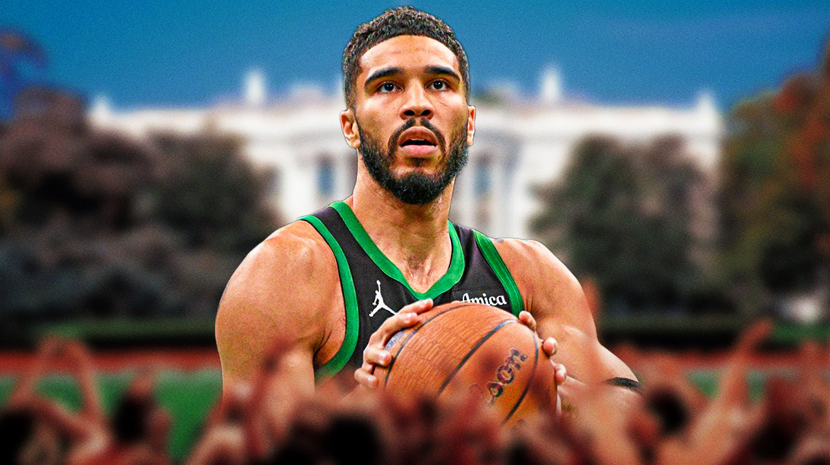Jayson Tatum next to the White House.