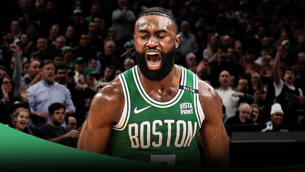 Celtics' Jaylen Brown looking hyped.