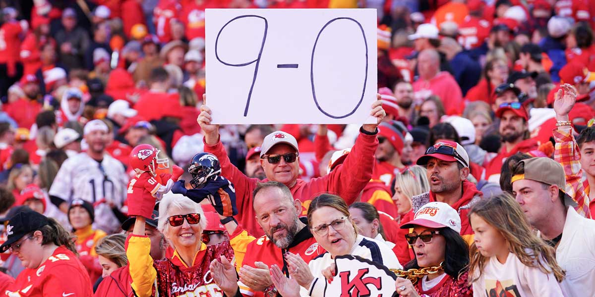 Kansas City Chiefs fans show support after the win over the Denver Broncos at GEHA Field at Arrowhead Stadium.