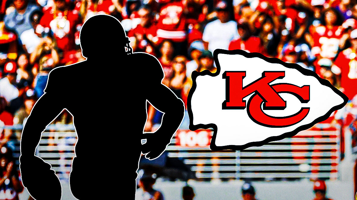 Dark silhouette of football player next to Chiefs logo