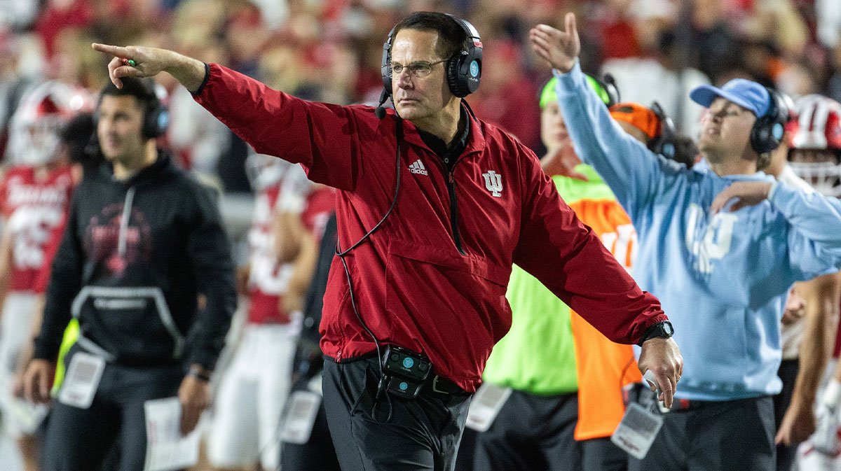 Indiana Hoosiers head coach Curt Cignetti reacts in the second half against the Michigan Wolverines at Memorial Stadium.