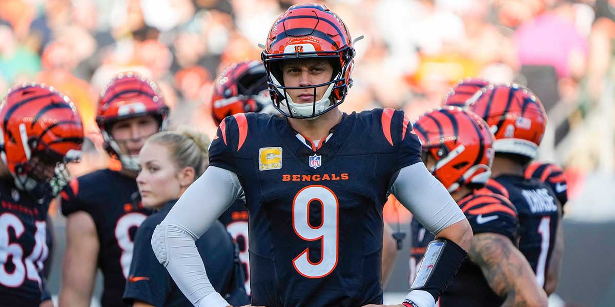 Cincinnati Bengals quarterback Joe Burrow (9) and his team won their first home game and beat the Las Vegas Raiders 41-24 at Paycor Stadium Sunday, November 3, 2024.