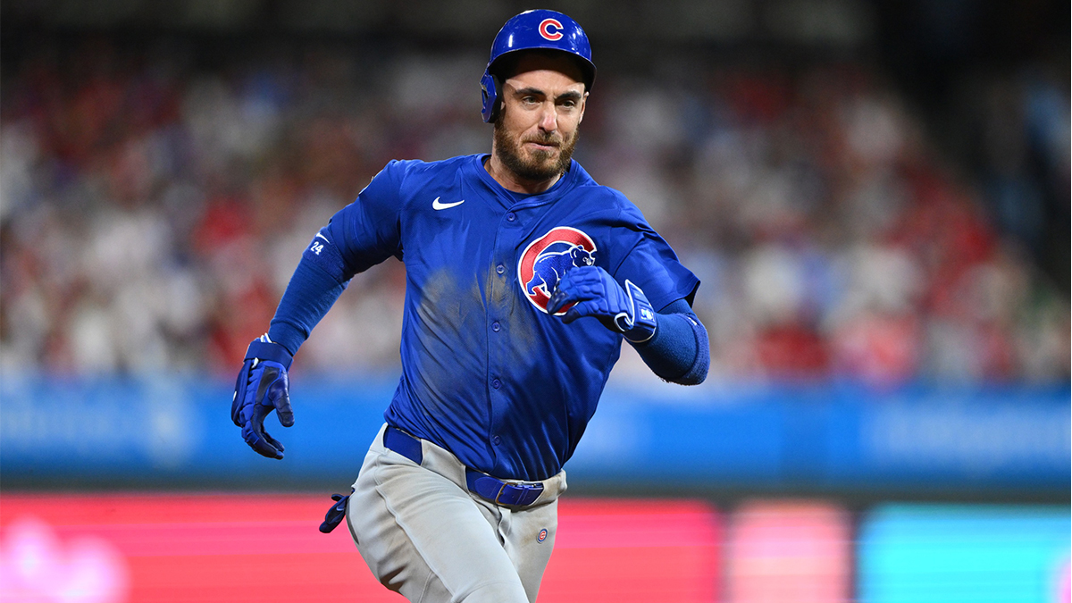 Chicago Cubs outfielder Cody Bellinger (24) runs to third after hitting an RBI triple against the Philadelphia Phillies in the sixth inning at Citizens Bank Park.