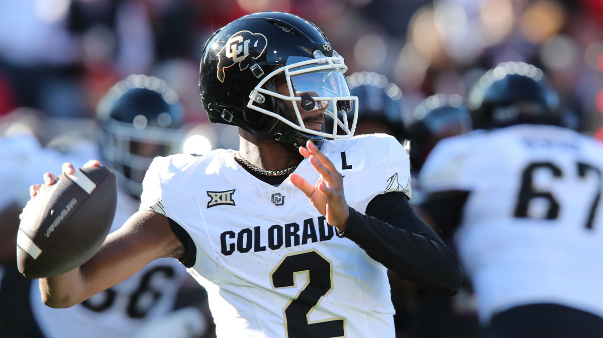 Colorado Buffalos quarterback Shedeur Sanders (2) passes against the Texas Tech Red Raiders in the first half at Jones AT&T Stadium and Cody Campbell Field