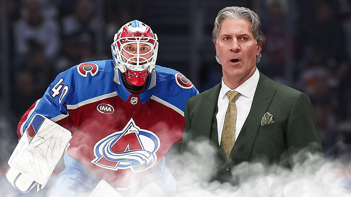Avalanche goalie Alex Georgiev and coach Jared Bednar