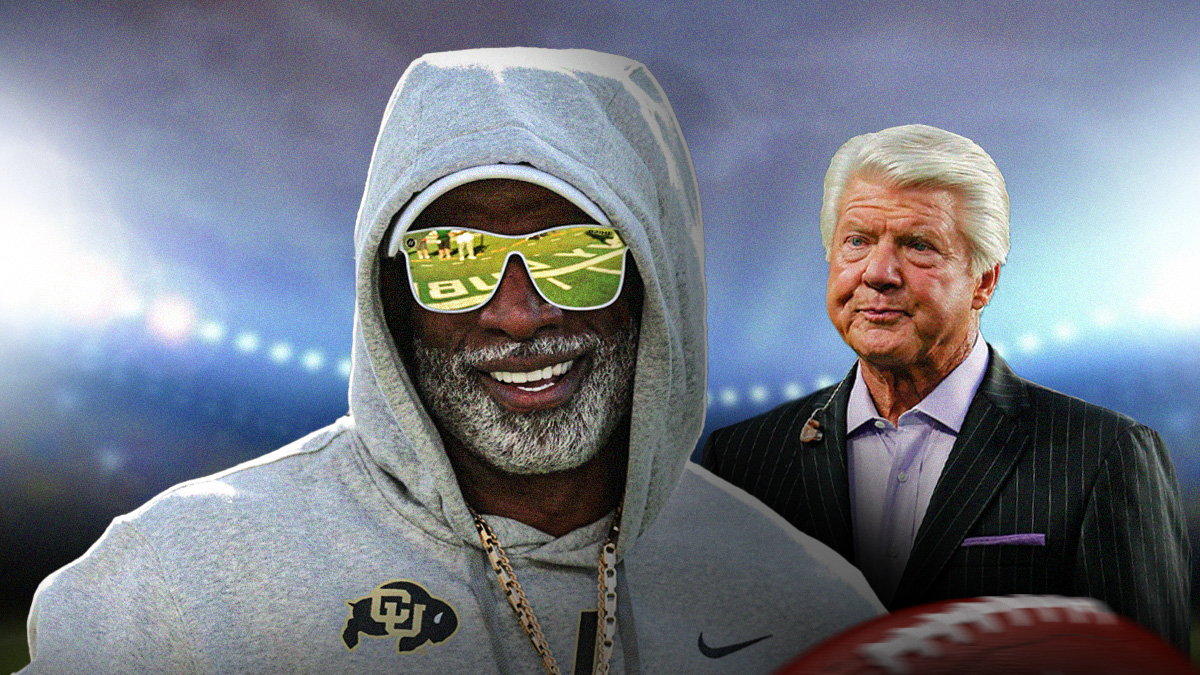 Jimmy Johnson & Deion Sanders laughing