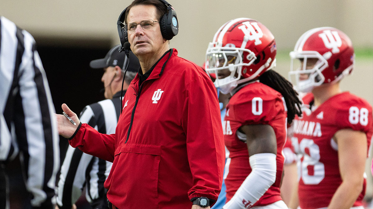 Indiana Hoosiers head coach Curt Cignetti reacts in the game against the Michigan Wolverines at Memorial Stadium.