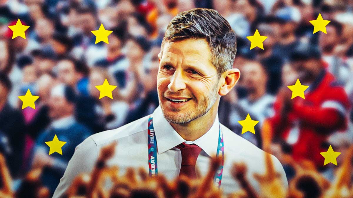 Dan Orlovsky on one side, a bunch of football fans on the other side with stars in their eyes
