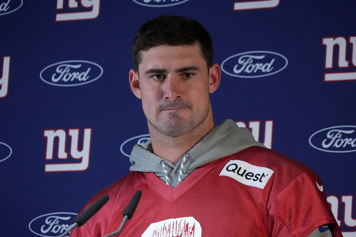 Daniel Jones during a press conference in Germany on November 8, 2024.