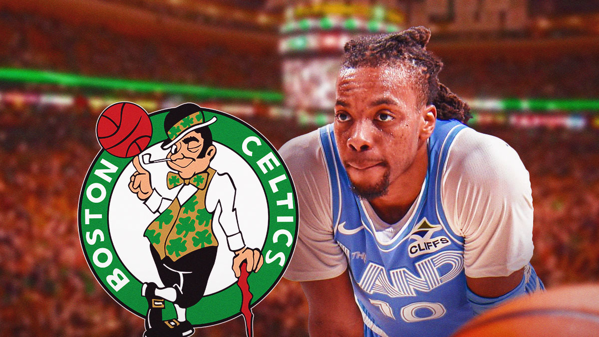 Celtics, Darius Garland, TD Garden in back