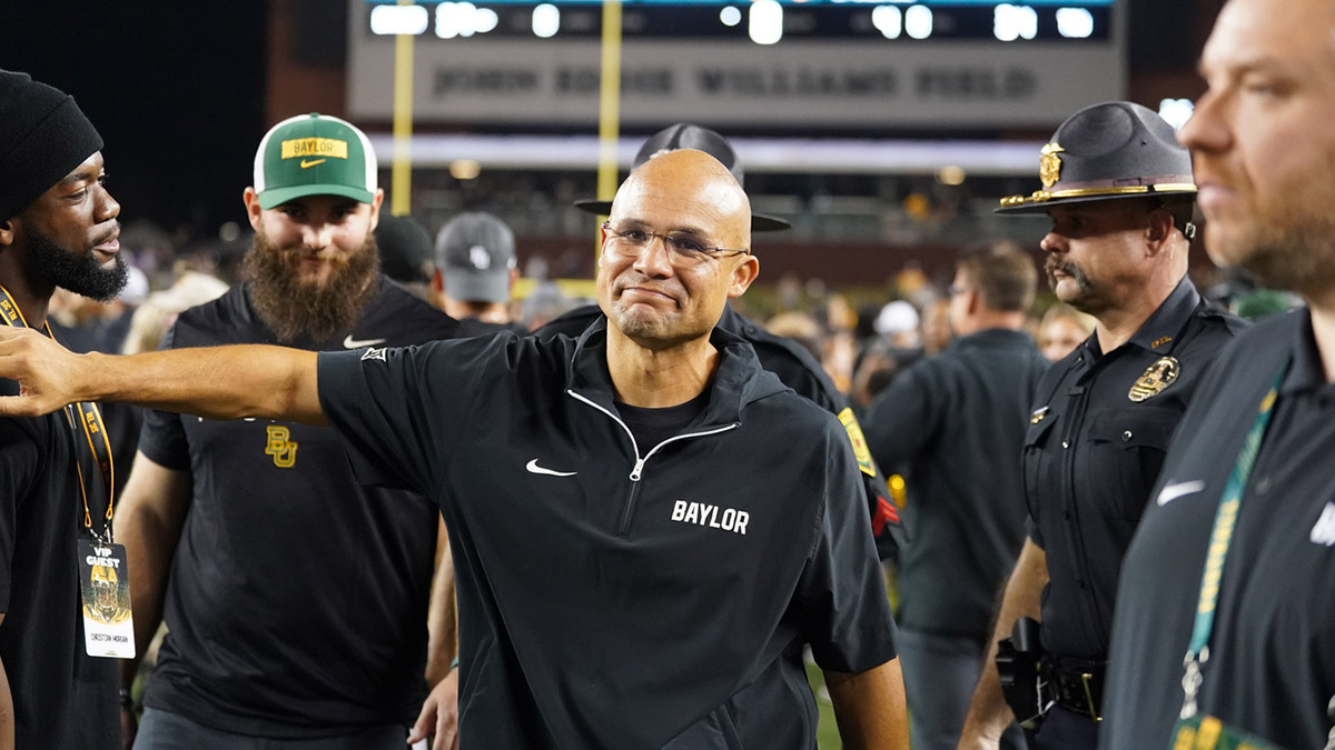 Baylor Bears head coach Dave Aranda reacts after defeating the TCU Horned Frogs 37-34 at McLane Stadium