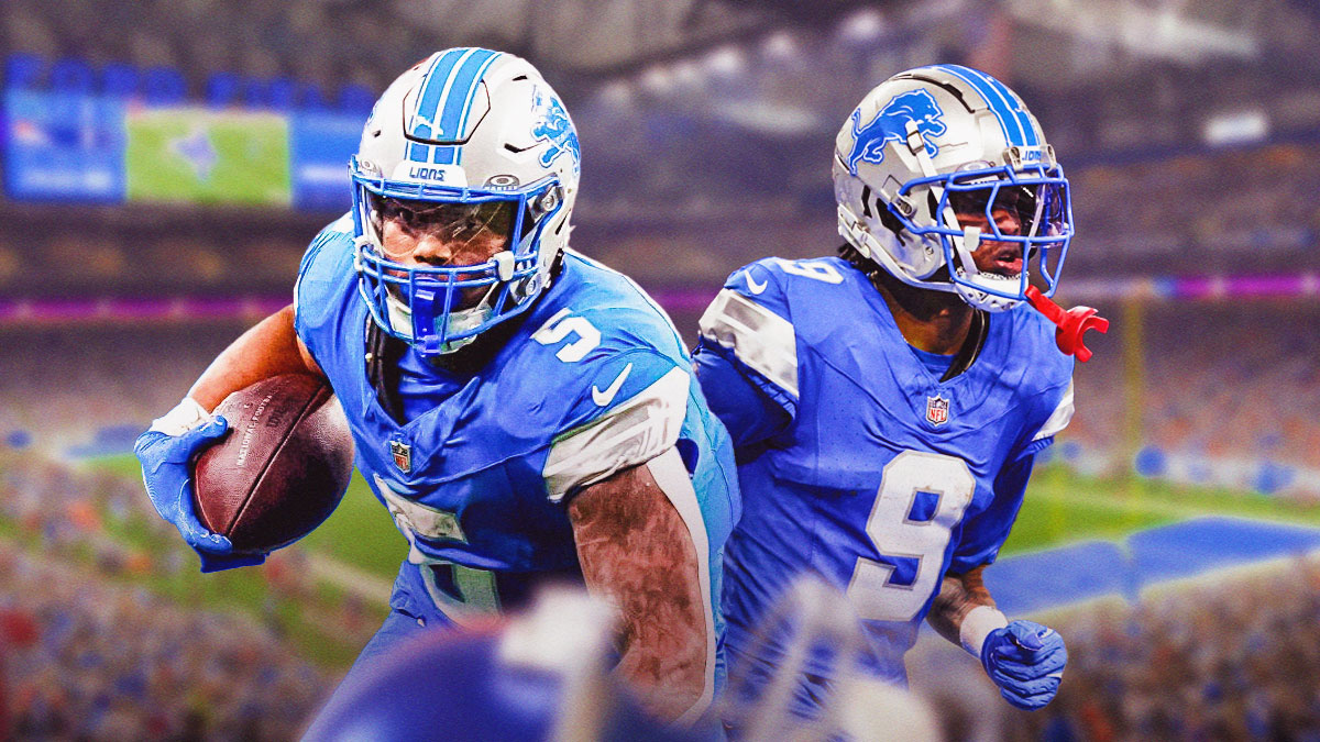 David Montgomery and Jameson Williams celebrated the running back's touchdown against the Colts