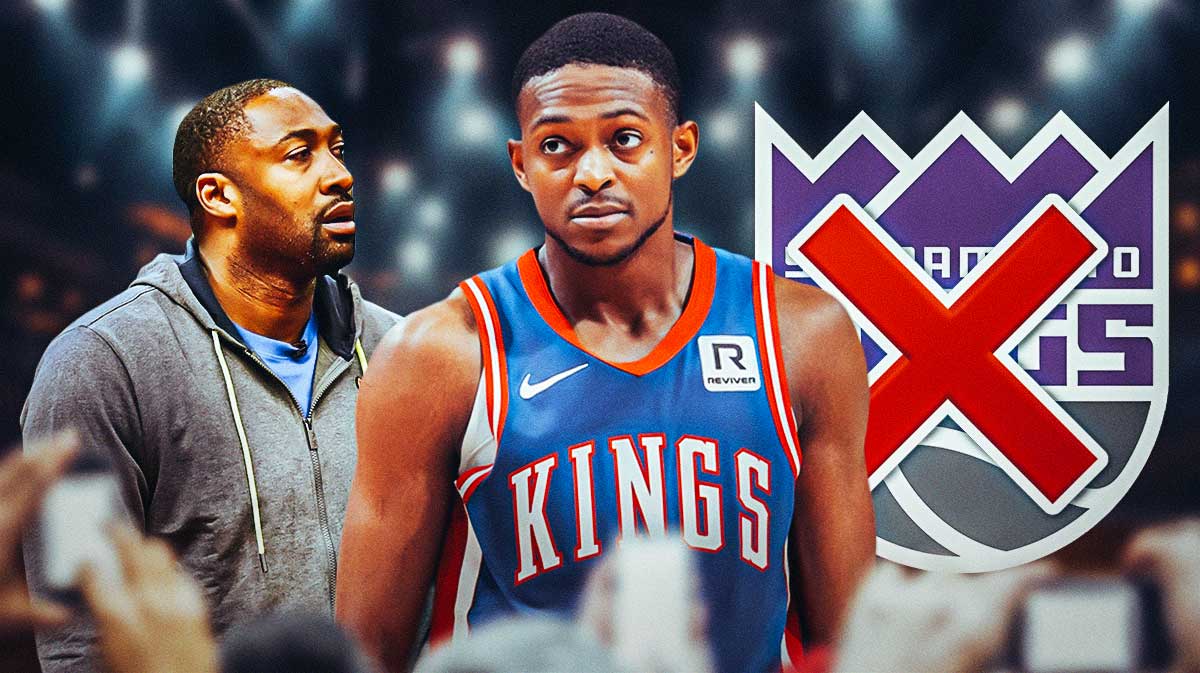 Gilbert Arenas with a photo of De'Aaron Fox and the Sacramento Kings logo next to him. There's an X through the Kings logo