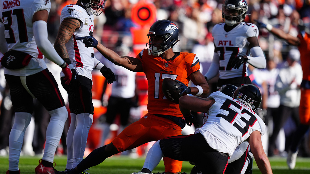 Denver Broncos wide receiver Devaughn Vele (17) during the first quarter against the Atlanta Falcons at Empower Field at Mile High.