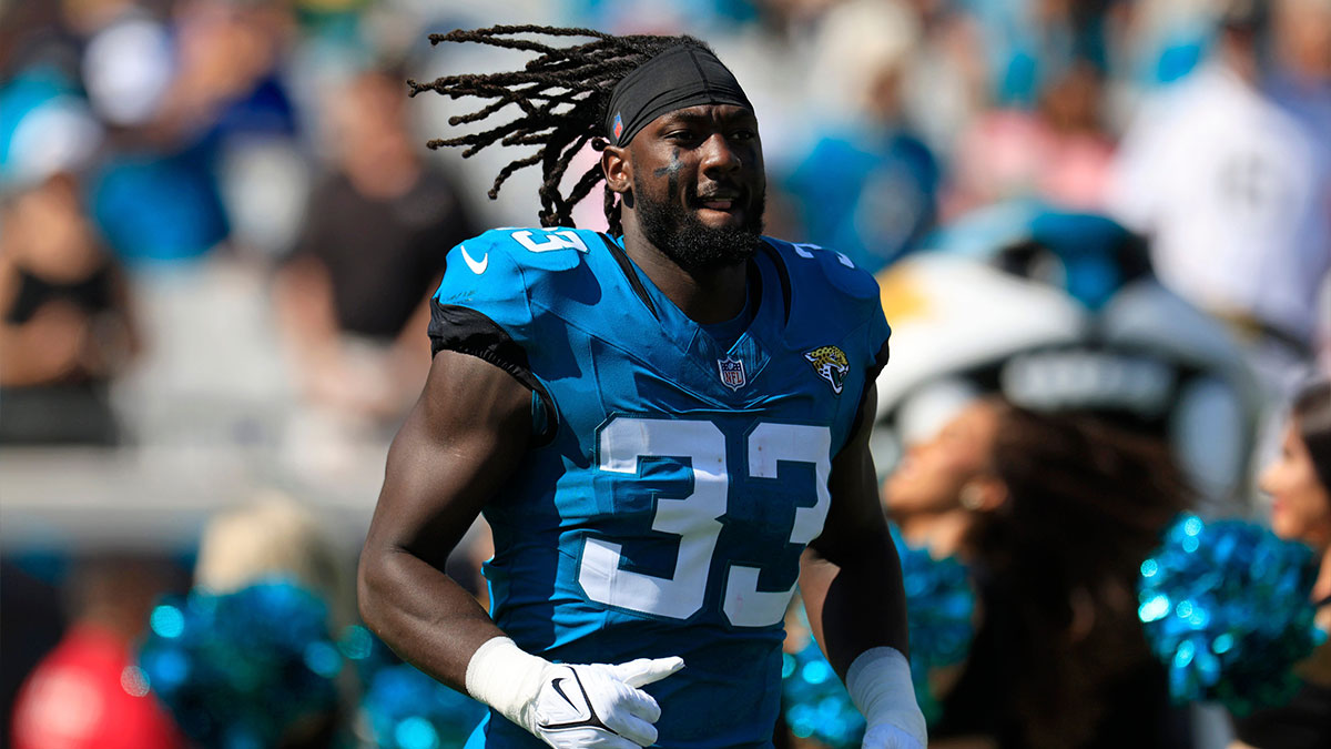 Jacksonville Jaguars linebacker Devin Lloyd is introduced before an NFL football matchup Sunday, Oct. 27, 2024 at EverBank Stadium in Jacksonville, Fla. The Packers edged the Jaguars 30-27 on a last-second field goal. 