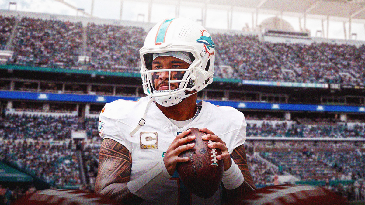 Tua Tagovailoa in a Dolphins jersey.