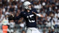 Penn State Nittany Lions quarterback Drew Allar (15) throws a pass during the fourth quarter against the Ohio State Buckeyes at Beaver Stadium