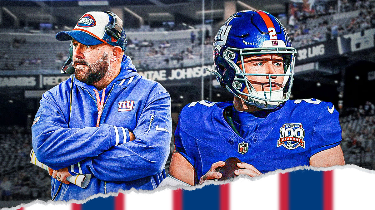 Drew Lock and Brian Daboll with shocked face emojis surrounding the picture.