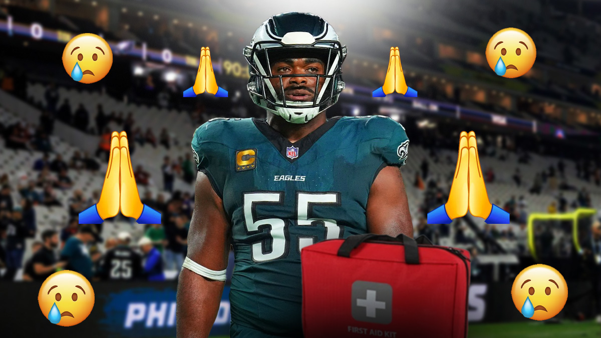 Eagles Brandon Graham with a medical kid, prayer hands, and a crying emoji
