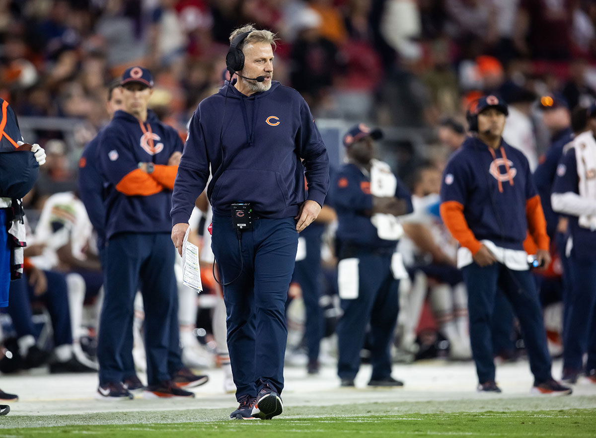 Chicago Bears head coach head coach Matt Eberflus against the Arizona Cardinals at State Farm Stadium.