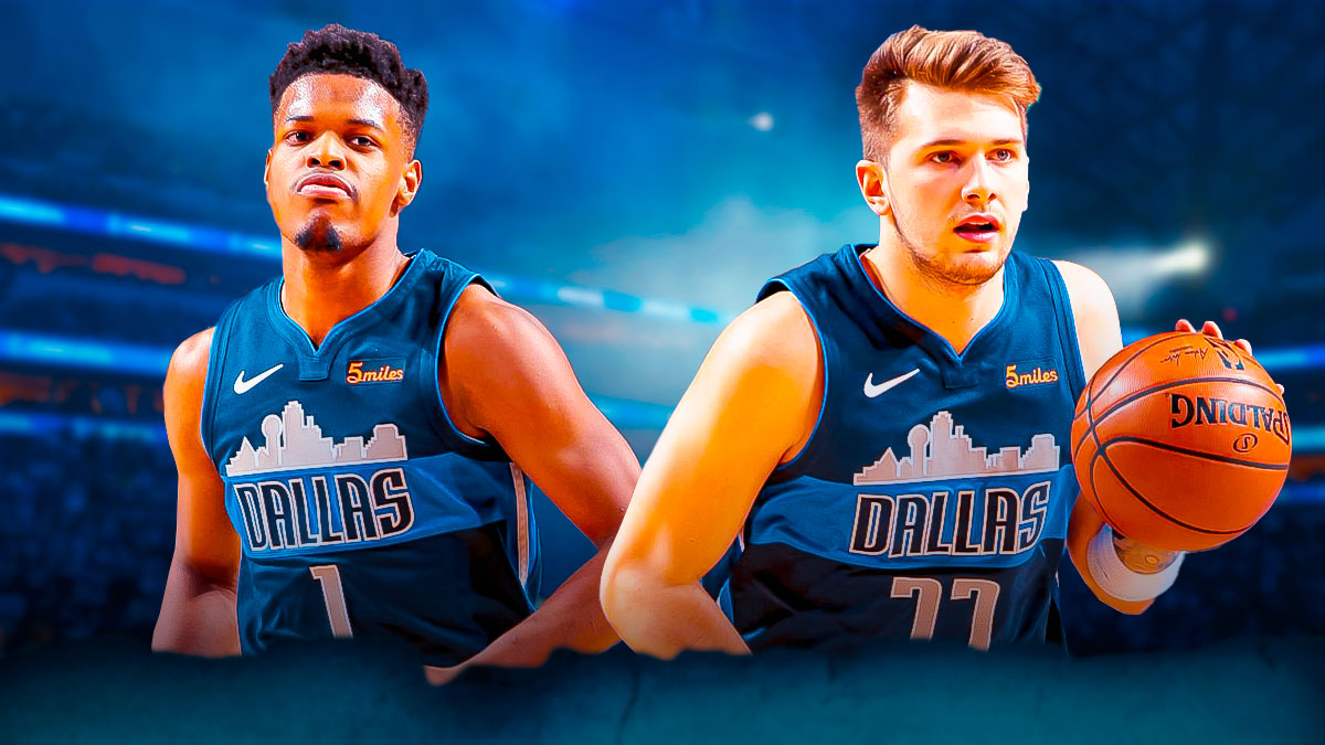 Mavericks Dennis Smith Jr and Mavericks Luka Doncic playing basketball in 2018 at the American Airlines Center.