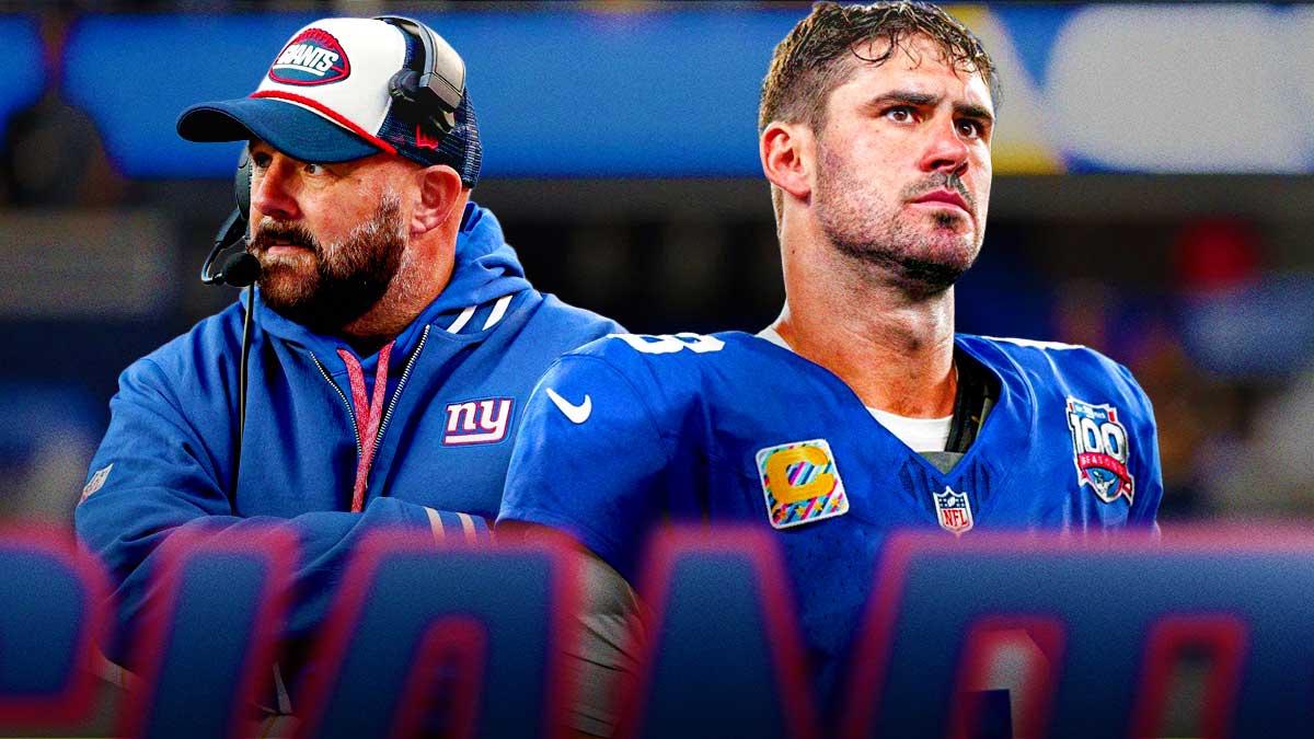 Brian Daboll next to Daniel Jones in Giants uniform.