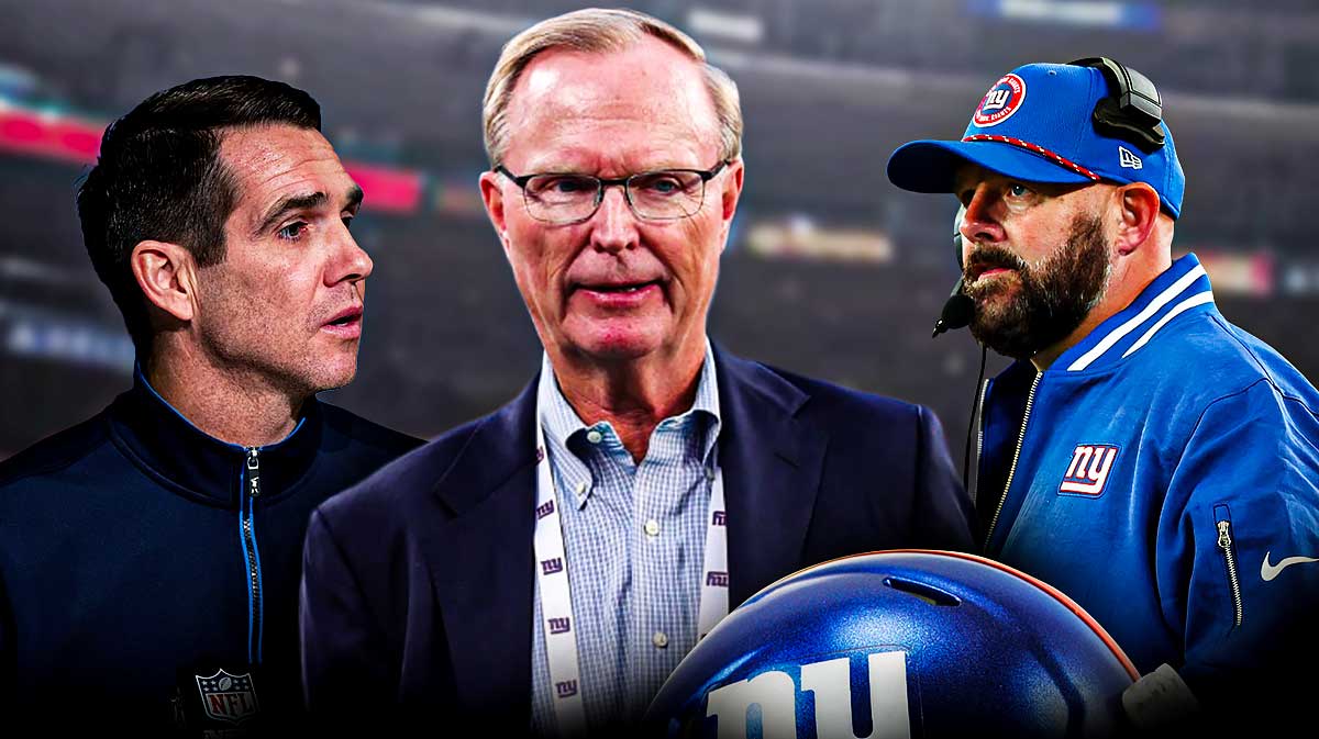 New York Giants GM Joe Schoen, owner John Mara, and head coach Brian Daboll